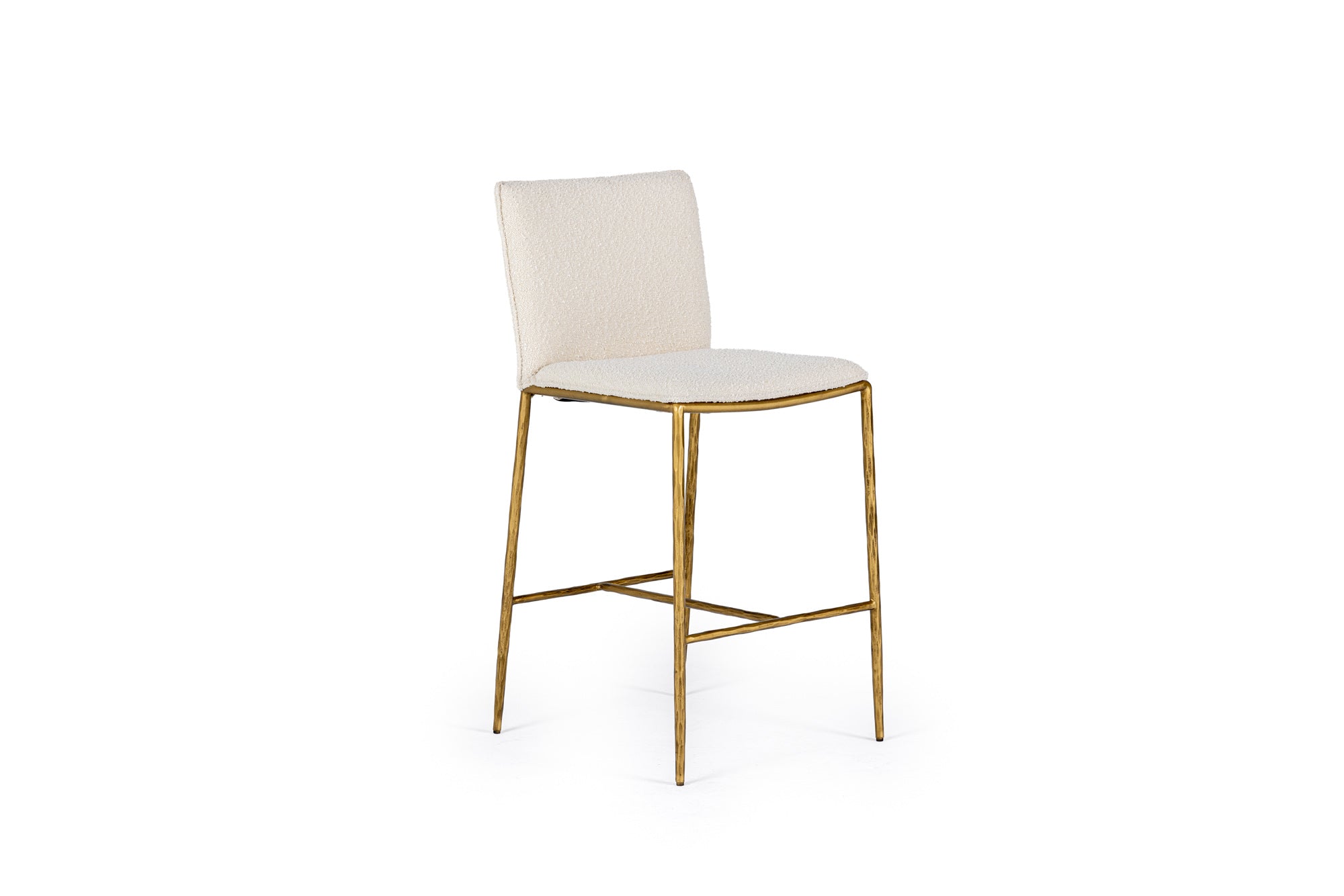 Modrest Atlanta Modern Off White Fabric & Brass Counter Chair Model VGMY-3739-26-WHT