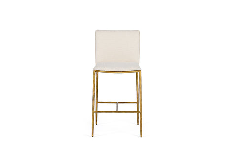 Modrest Atlanta Modern Off White Fabric & Brass Counter Chair Model VGMY-3739-26-WHT