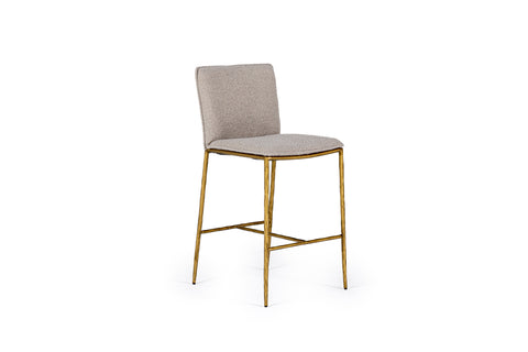 Modrest Atlanta Modern Beige Fabric & Brass Counter Chair Model VGMY-3739-26-BGE