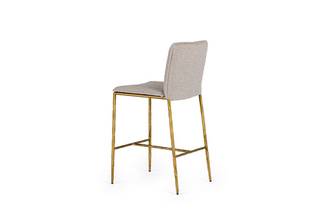 Modrest Atlanta Modern Beige Fabric & Brass Counter Chair Model VGMY-3739-26-BGE