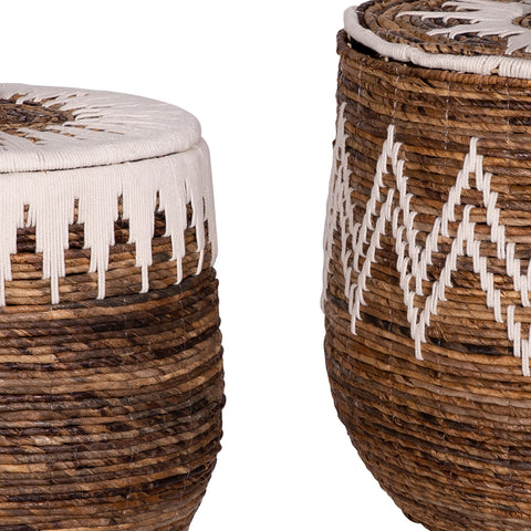 Lina Natural Finish with White Accents Basket Set Of 2