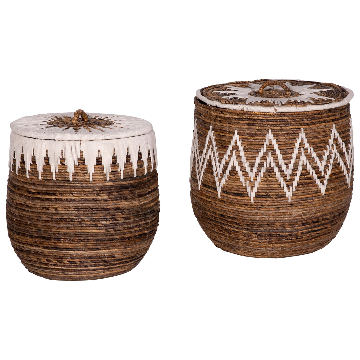 Lina Natural Finish with White Accents Basket Set Of 2
