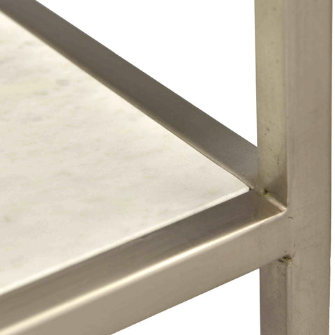 Monroe Antique Nickel Finish and Natural White Marble Bookcase