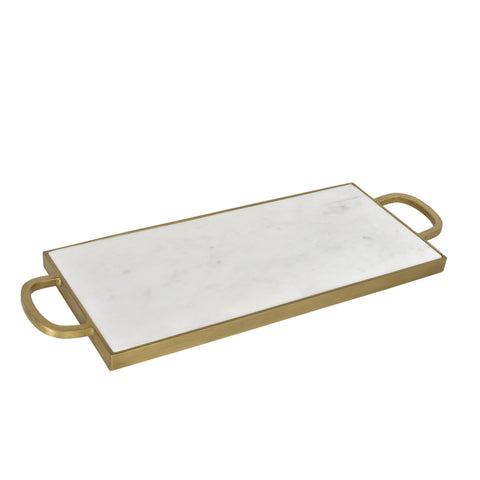 Lexie Brass Finish and Natural White Marble Tray