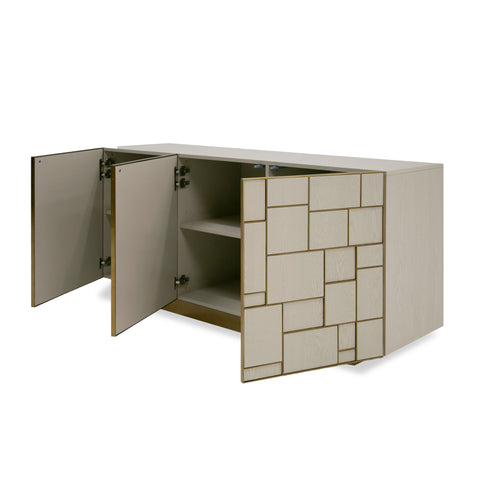 Modrest Auer Mid Century Modern Cream Ash & Gold Buffet Model VGGMW-1603A-CRM