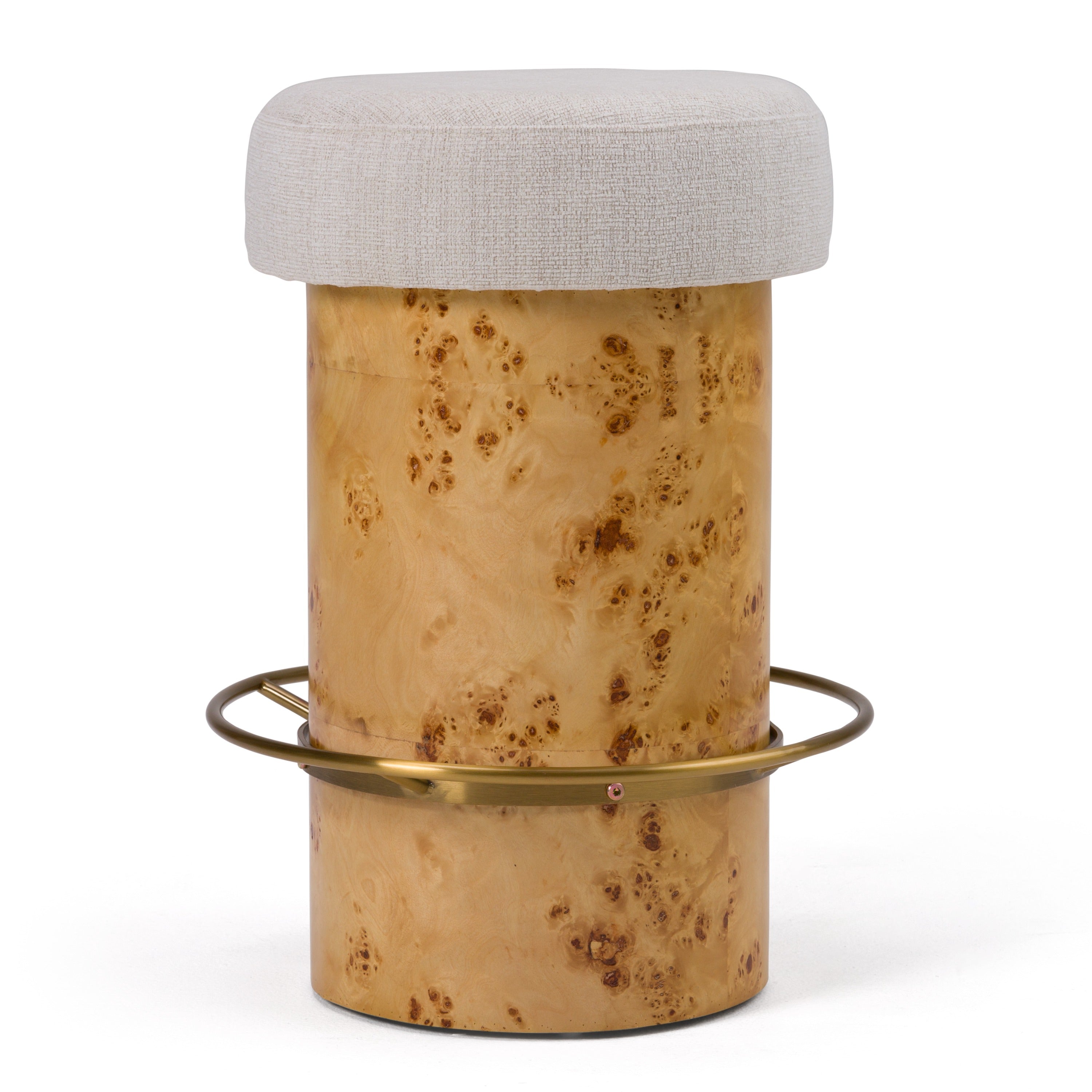Modrest August Modern Cream Fabric & Antique Brass Counter Stool Model VGMY-5368-26-CRM
