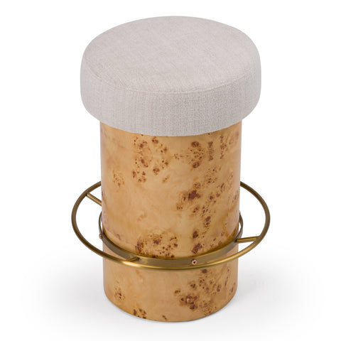 Modrest August Modern Cream Fabric & Antique Brass Counter Stool Model VGMY-5368-26-CRM