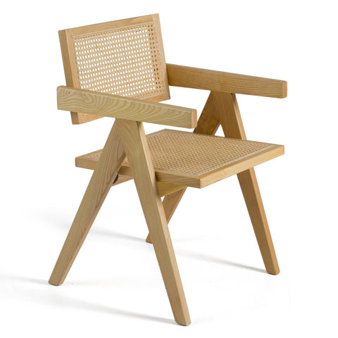 Modrest Aurora Modern Light Rattan And Natural Ash Dining Arm Chair Model VGCS-ACH-21026