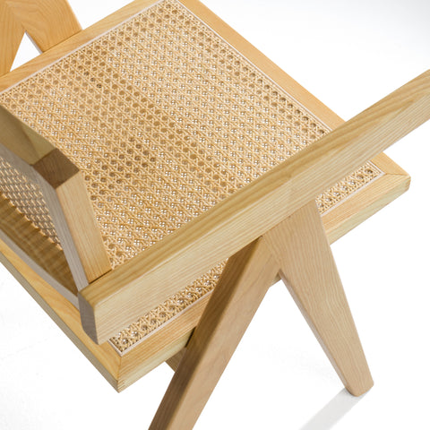 Modrest Aurora Modern Light Rattan And Natural Ash Dining Arm Chair Model VGCS-ACH-21026