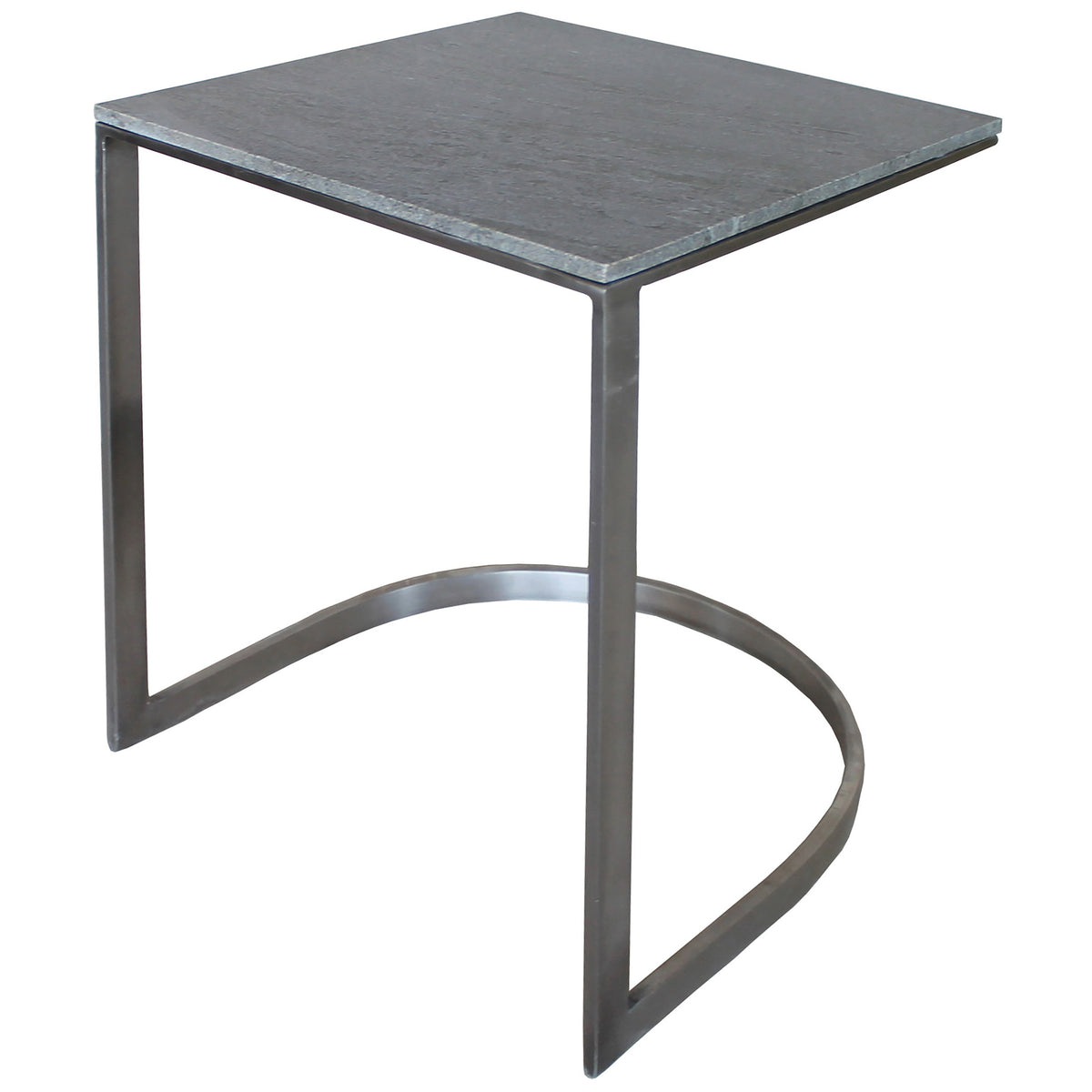 Voldo Antique Nickel Finish and Grey Marble Side Table