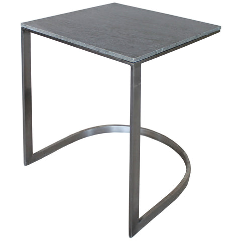 Voldo Antique Nickel Finish and Grey Marble Side Table