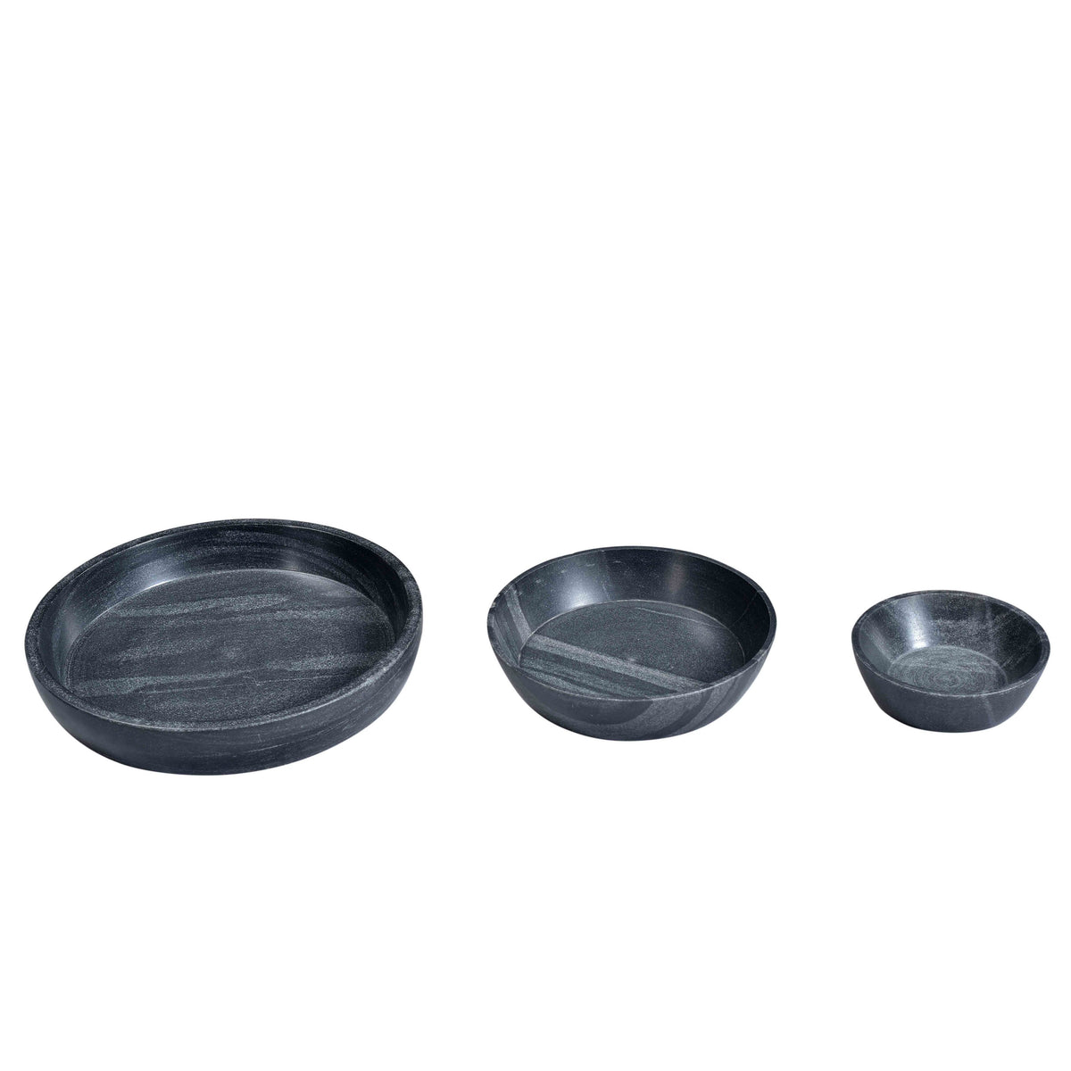 Marble Natural Black Marble with Wax Finish Bowl Set Of 3