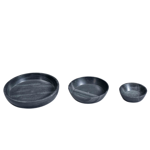 Marble Natural Black Marble with Wax Finish Bowl Set Of 3