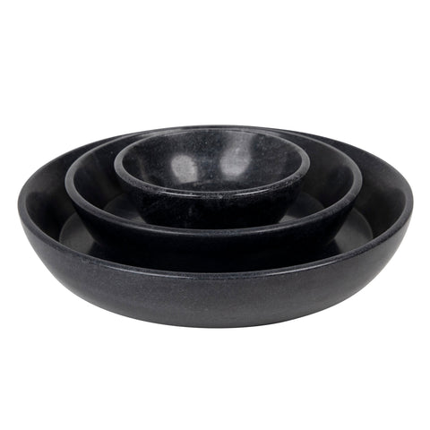 Marble Natural Black Marble with Wax Finish Bowl Set Of 3