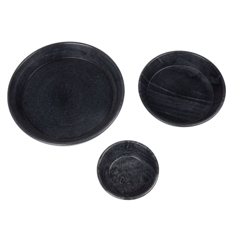 Marble Natural Black Marble with Wax Finish Bowl Set Of 3