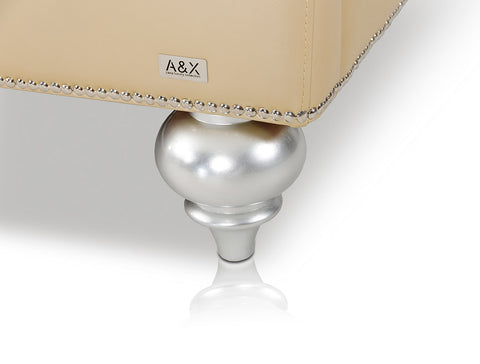 Monica Modern Champagne Leather Bed Model VGUNAW227-180