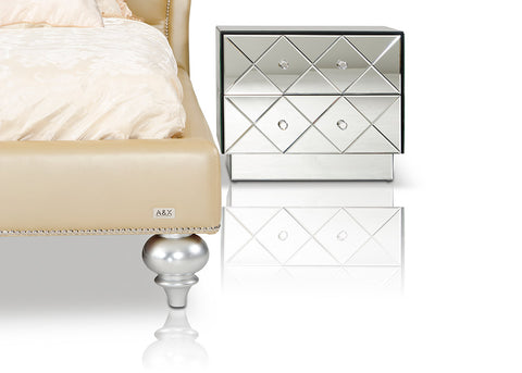 Monica Modern Champagne Leather Bed Model VGUNAW227-180