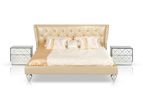 Monica Modern Champagne Leather Bed Model VGUNAW227-180
