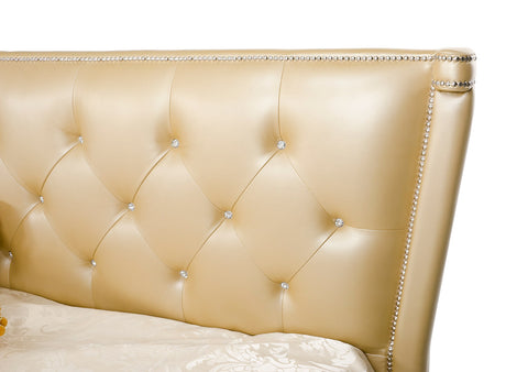 Monica Modern Champagne Leather Bed Model VGUNAW227-180