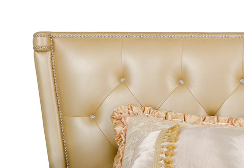 Monica Modern Champagne Leather Bed Model VGUNAW227-180