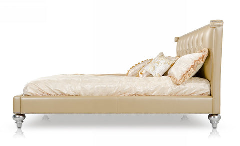 Monica Modern Champagne Leather Bed Model VGUNAW227-180