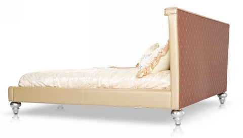 Monica Modern Champagne Leather Bed Model VGUNAW227-180