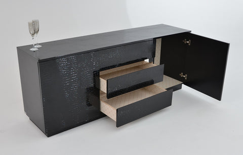 A&X Skyline Modern Black Crocodile Lacquer Buffet By VIG Furniture