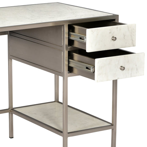 Beldon Antique Nickel Finish and Natural Marble Desk