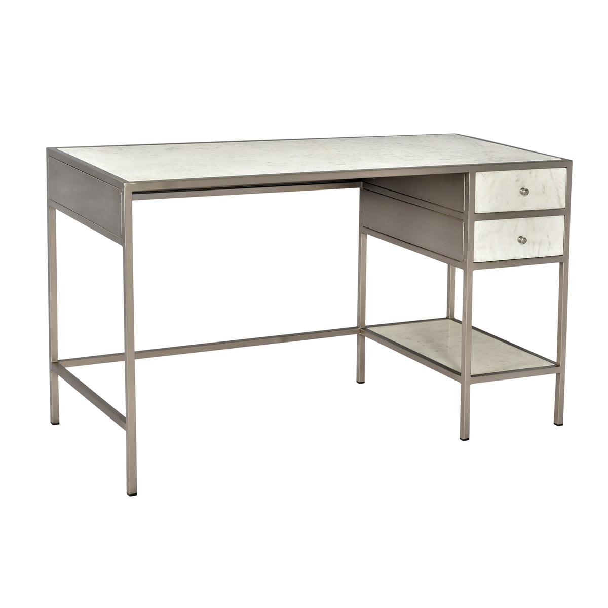 Beldon Antique Nickel Finish and Natural Marble Desk