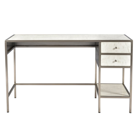 Beldon Antique Nickel Finish and Natural Marble Desk