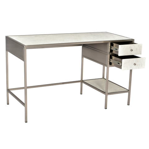 Beldon Antique Nickel Finish and Natural Marble Desk