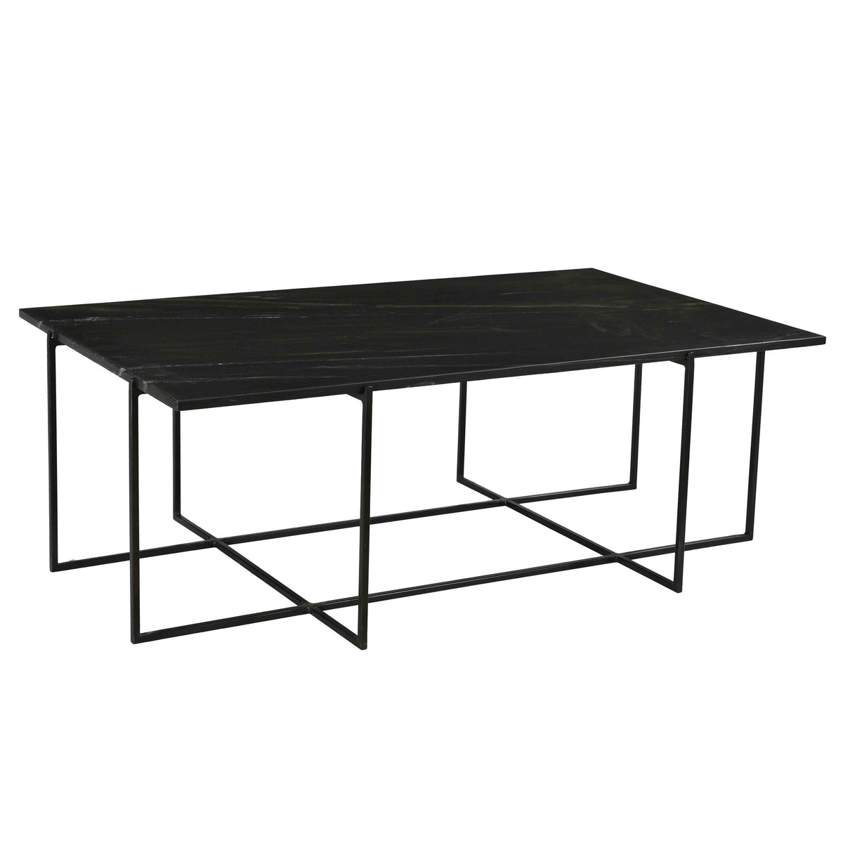 Bladen Gunmetal Finish With Black Marble Coffee Table