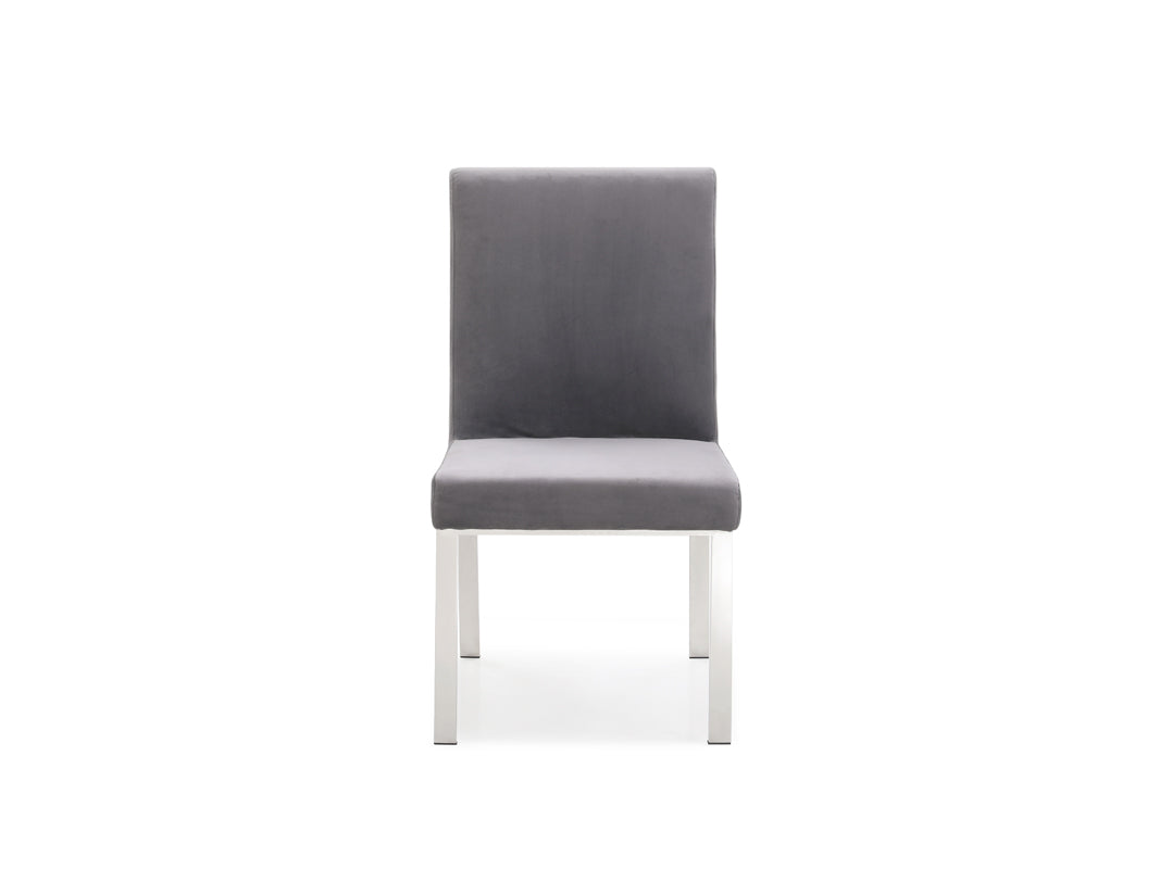 Modrest Reba Modern Grey Velvet & Stainless Steel Dining Chair (Set of 2)