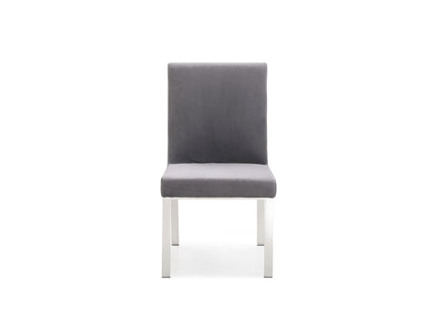 Modrest Reba Modern Grey Velvet & Stainless Steel Dining Chair (Set of 2)