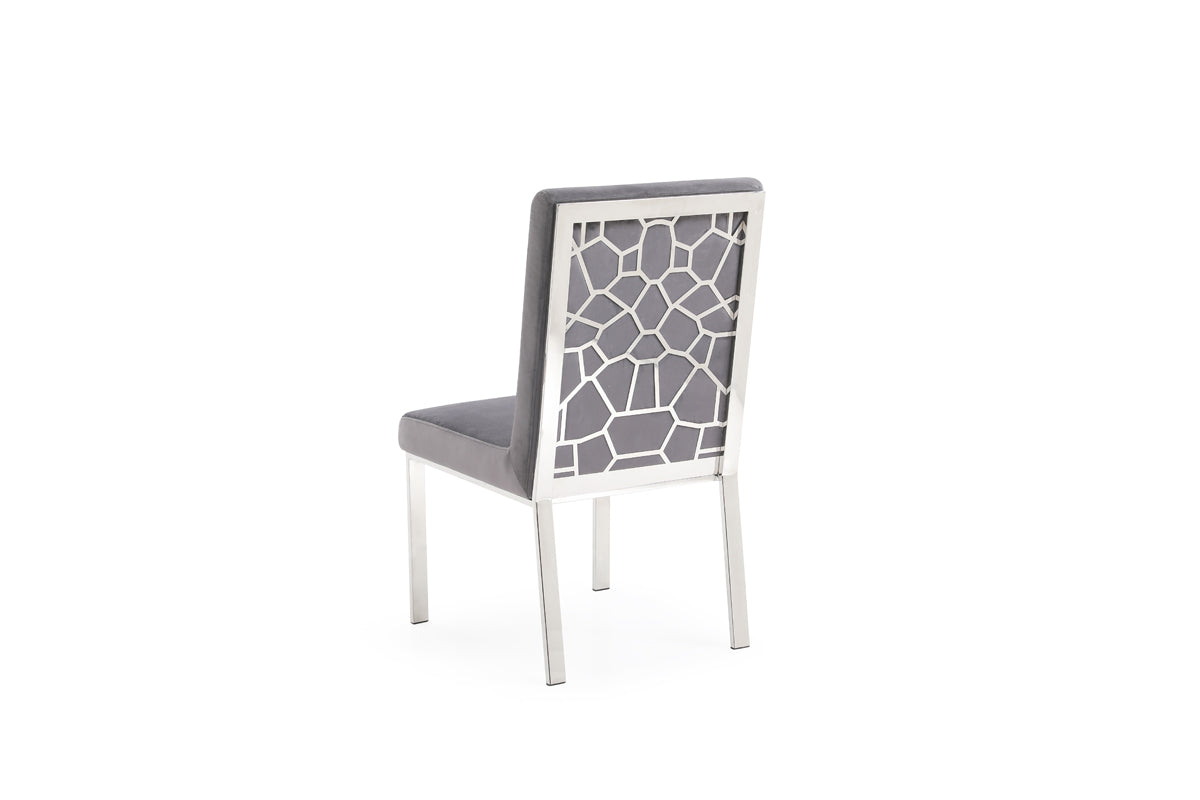 Modrest Reba Modern Grey Velvet & Stainless Steel Dining Chair (Set of 2)