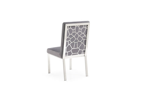 Modrest Reba Modern Grey Velvet & Stainless Steel Dining Chair (Set of 2)