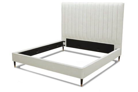 Modrest Hemlock Contemporary White Fabric Queen Bed Model VGKK-B606-WHT-BED-Q
