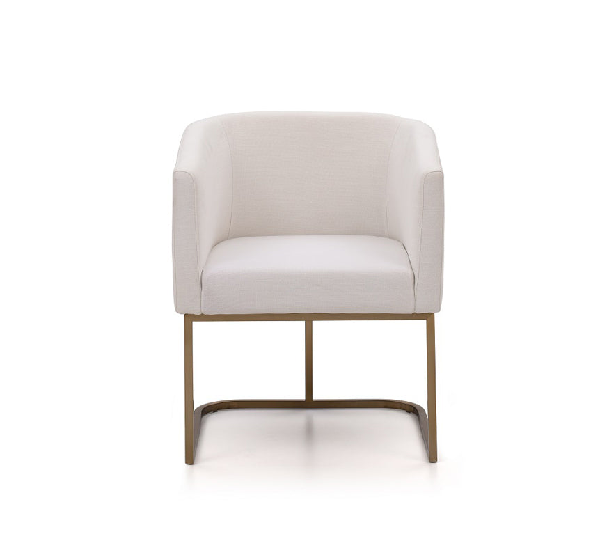 Modrest Yukon Modern White Fabric And Antique Brass Dining Chair Model VGVCB8362-WHTBRS
