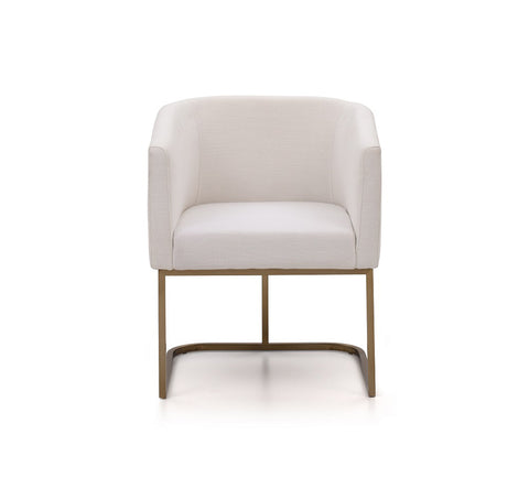 Modrest Yukon Modern White Fabric and Antique Brass Dining Chair By VIG Furniture