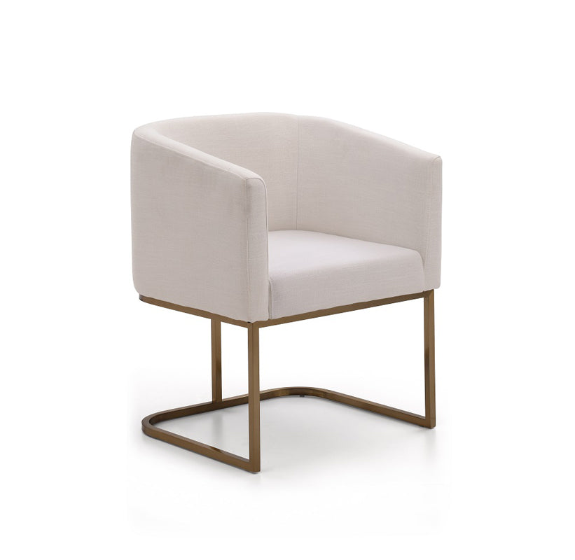 Modrest Yukon Modern White Fabric and Antique Brass Dining Chair By VIG Furniture