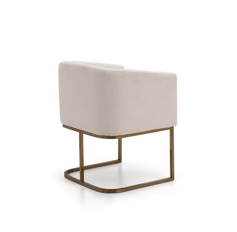 Modrest Yukon Modern White Fabric and Antique Brass Dining Chair By VIG Furniture