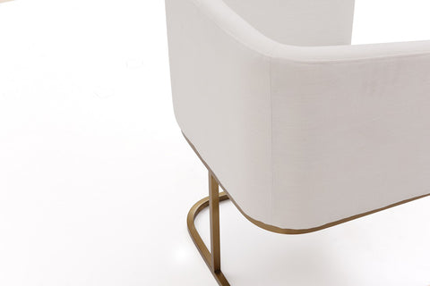 Modrest Yukon Modern White Fabric and Antique Brass Dining Chair By VIG Furniture