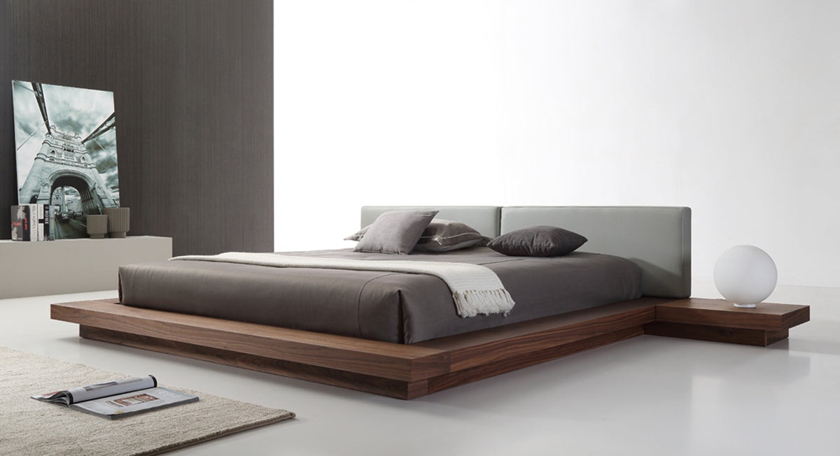 Queen Modrest Opal Modern Walnut & Grey Platform Bed Model VGVCBD855-WALGRY-Q