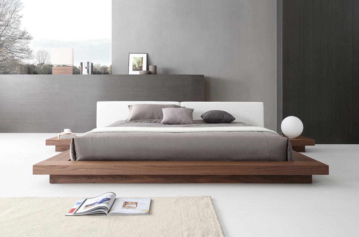 Eastern King Modrest Opal Modern Walnut & White Platform Bed Model VGVCBD855-WALWHT-EK