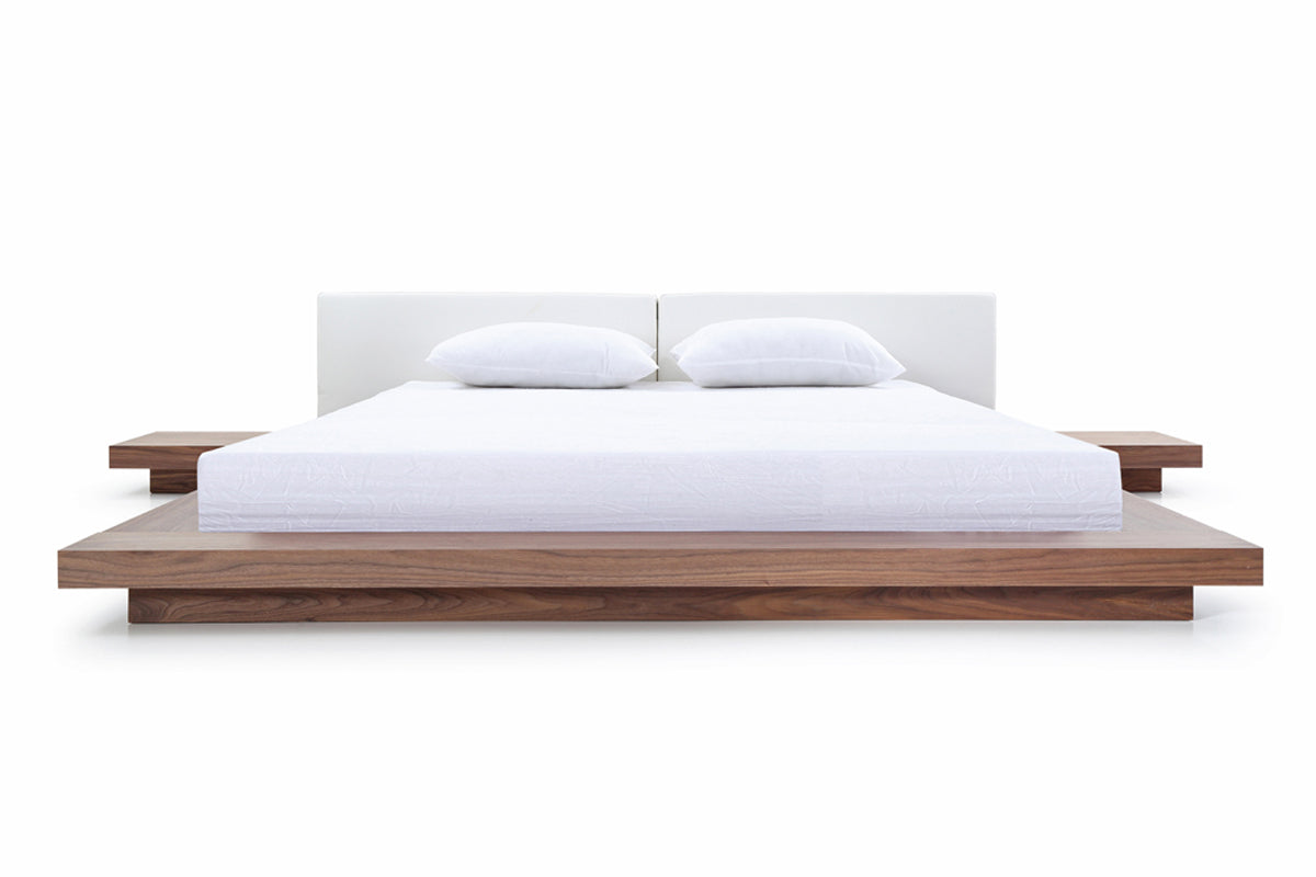 Modrest Opal Modern Walnut & White Platform Bed Model VGVCBD855-WALWHT