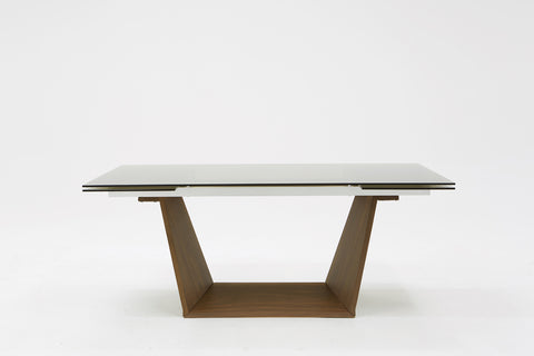 Modrest Babia Modern Smoked Glass & Walnut Extendable Dining Table Model VGNSGD8683-SMK