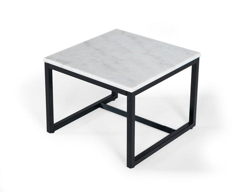 Modrest Baca White Marble & Black Metal End Table Model VGGMM-ET-1580-WHT-ET