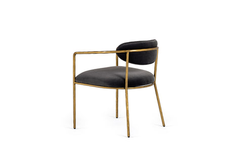Modrest Baird Modern Grey Velvet & Brass Dining Chair Model VGMY-2847-GRY