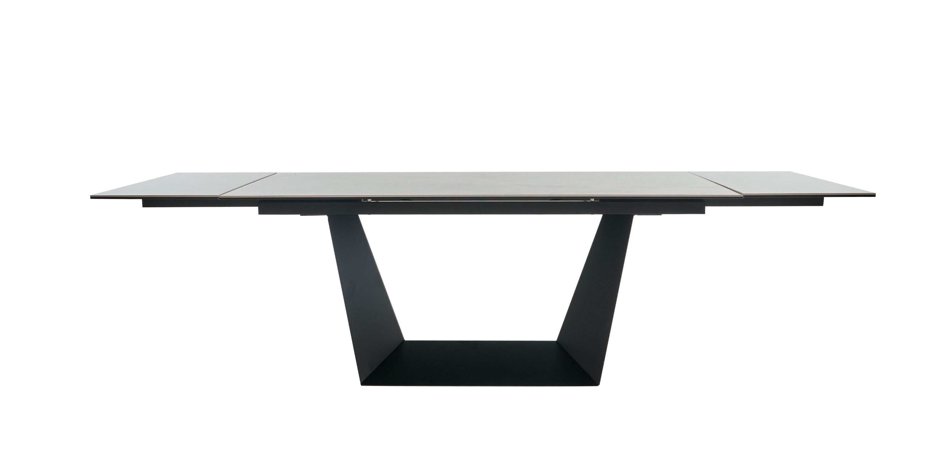 Modrest Baldwin - Modern Grey Ceramic & Black Metal Extendable Dining Table