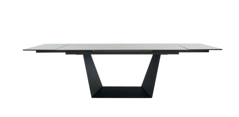 Modrest Baldwin - Modern Grey Ceramic & Black Metal Extendable Dining Table